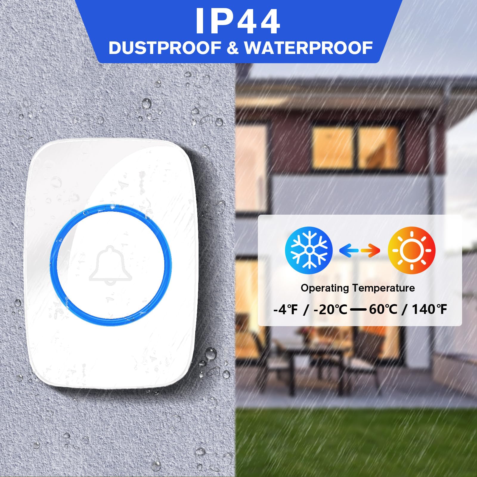 Bellページ Wireless Door Bell for Home,XZLOVE Wireless Doorbell Operating at
